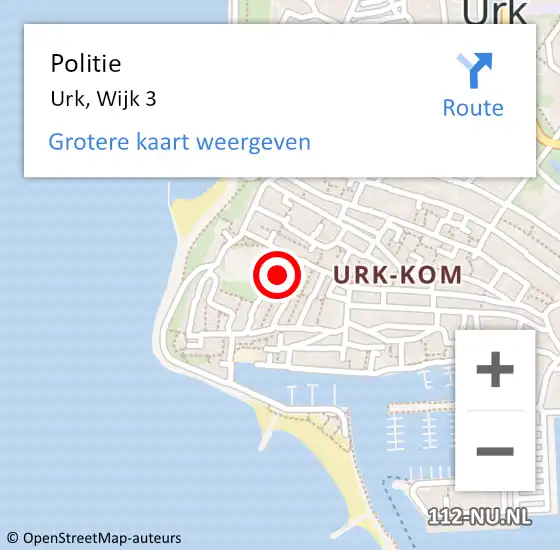 Locatie op kaart van de 112 melding: Politie Urk, Wijk 3 op 15 december 2024 07:20