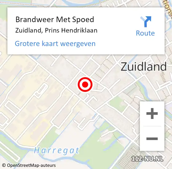 Locatie op kaart van de 112 melding: Brandweer Met Spoed Naar Zuidland, Prins Hendriklaan op 15 december 2024 07:40