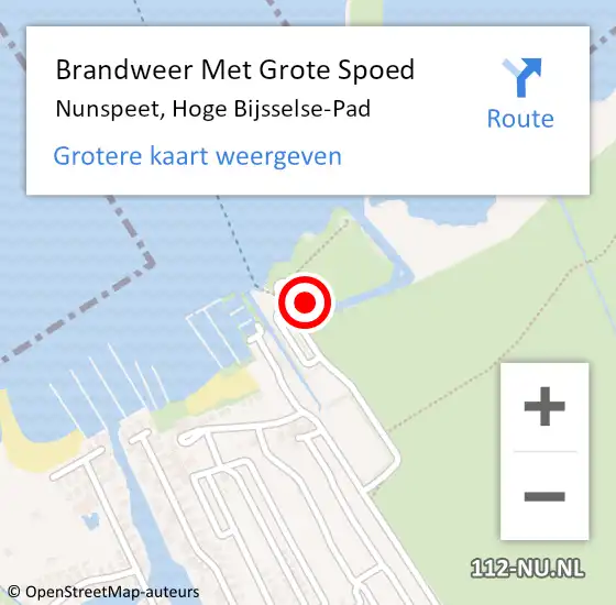 Locatie op kaart van de 112 melding: Brandweer Met Grote Spoed Naar Nunspeet, Hoge Bijsselse-Pad op 15 december 2024 07:47