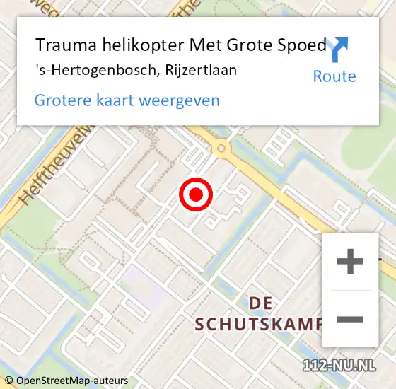 Locatie op kaart van de 112 melding: Trauma helikopter Met Grote Spoed Naar 's-Hertogenbosch, Rijzertlaan op 15 december 2024 07:56