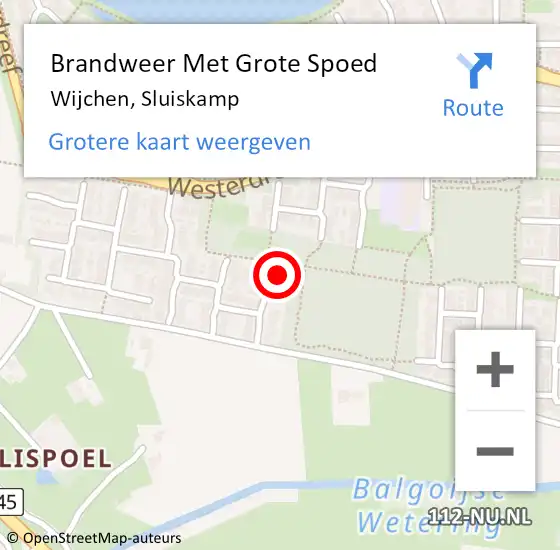 Locatie op kaart van de 112 melding: Brandweer Met Grote Spoed Naar Wijchen, Sluiskamp op 15 december 2024 07:58