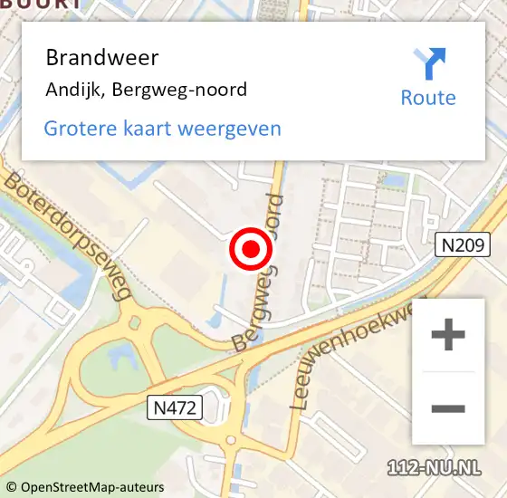 Locatie op kaart van de 112 melding: Brandweer Andijk, Bergweg-noord op 15 december 2024 07:58