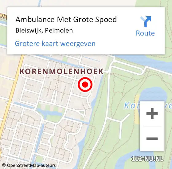 Locatie op kaart van de 112 melding: Ambulance Met Grote Spoed Naar Bleiswijk, Pelmolen op 15 december 2024 08:11