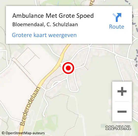 Locatie op kaart van de 112 melding: Ambulance Met Grote Spoed Naar Bloemendaal, C. Schulzlaan op 15 december 2024 08:45