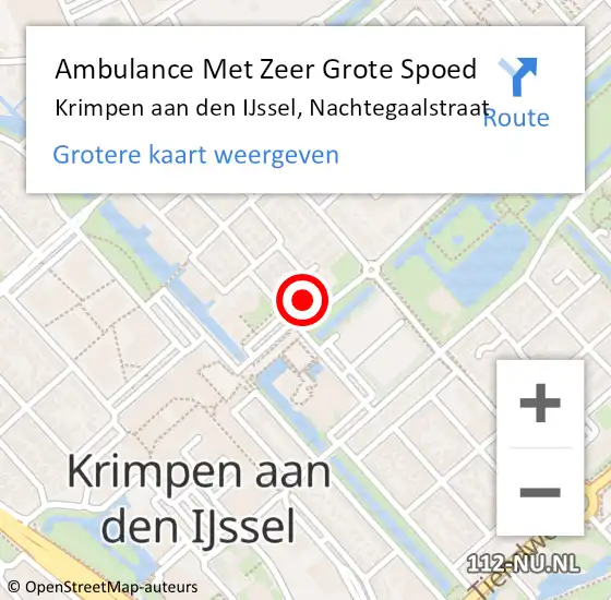 Locatie op kaart van de 112 melding: Ambulance Met Zeer Grote Spoed Naar Krimpen aan den IJssel, Nachtegaalstraat op 15 december 2024 08:45