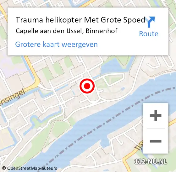 Locatie op kaart van de 112 melding: Trauma helikopter Met Grote Spoed Naar Capelle aan den IJssel, Binnenhof op 15 december 2024 09:11