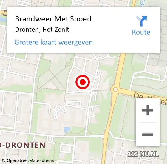 Locatie op kaart van de 112 melding: Brandweer Met Spoed Naar Dronten, Het Zenit op 15 december 2024 09:34