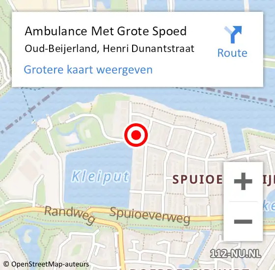 Locatie op kaart van de 112 melding: Ambulance Met Grote Spoed Naar Oud-Beijerland, Henri Dunantstraat op 15 december 2024 09:43