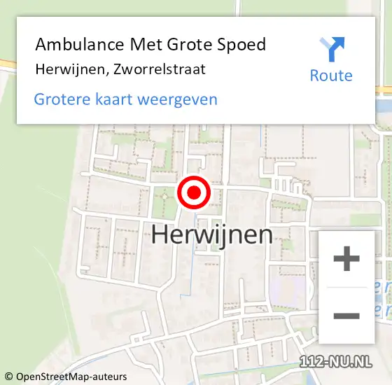 Locatie op kaart van de 112 melding: Ambulance Met Grote Spoed Naar Herwijnen, Zworrelstraat op 15 december 2024 10:14