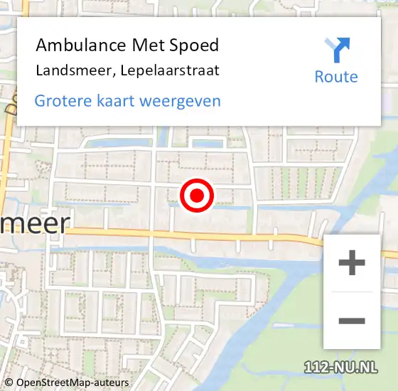 Locatie op kaart van de 112 melding: Ambulance Met Spoed Naar Landsmeer, Lepelaarstraat op 15 december 2024 10:21