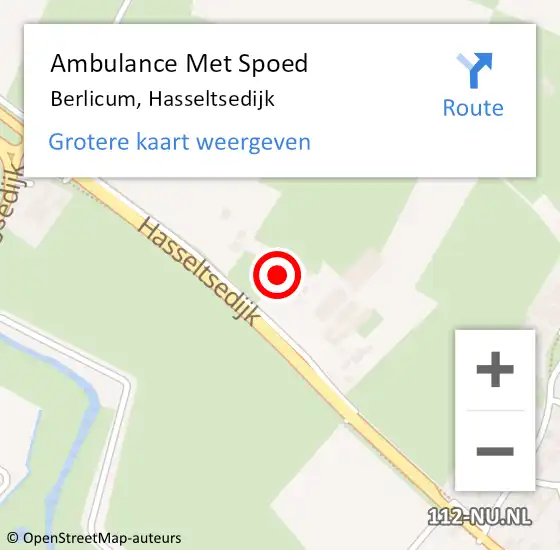 Locatie op kaart van de 112 melding: Ambulance Met Spoed Naar Berlicum, Hasseltsedijk op 15 december 2024 10:40