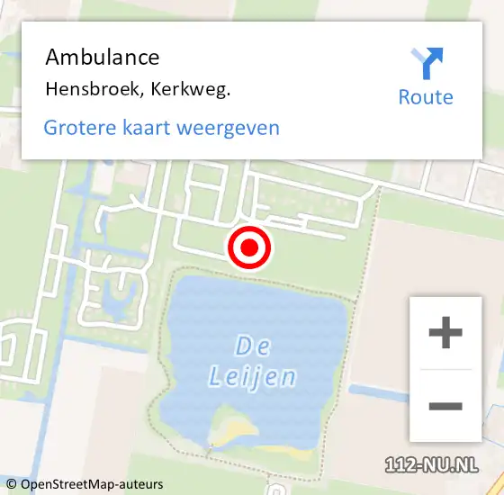 Locatie op kaart van de 112 melding: Ambulance Hensbroek, Kerkweg. op 15 december 2024 12:05