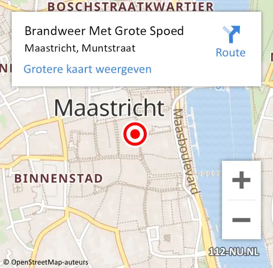 Locatie op kaart van de 112 melding: Brandweer Met Grote Spoed Naar Maastricht, Muntstraat op 15 december 2024 12:32