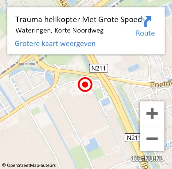 Locatie op kaart van de 112 melding: Trauma helikopter Met Grote Spoed Naar Wateringen, Korte Noordweg op 15 december 2024 13:02