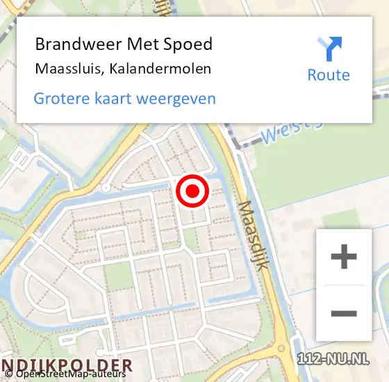 Locatie op kaart van de 112 melding: Brandweer Met Spoed Naar Maassluis, Kalandermolen op 15 december 2024 13:05