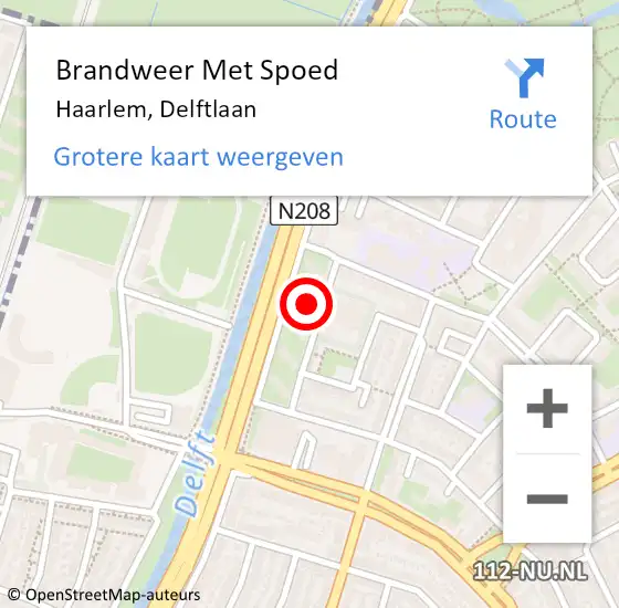 Locatie op kaart van de 112 melding: Brandweer Met Spoed Naar Haarlem, Delftlaan op 15 december 2024 13:09