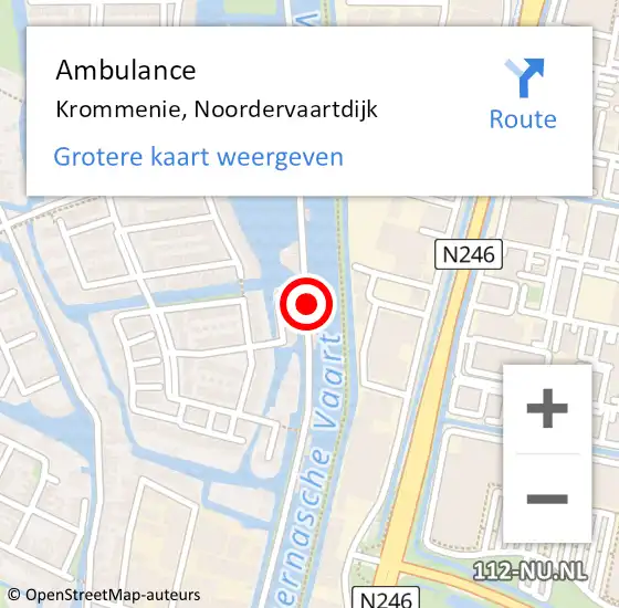 Locatie op kaart van de 112 melding: Ambulance Krommenie, Noordervaartdijk op 15 december 2024 13:15