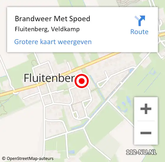 Locatie op kaart van de 112 melding: Brandweer Met Spoed Naar Fluitenberg, Veldkamp op 15 december 2024 13:24