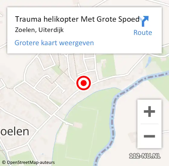 Locatie op kaart van de 112 melding: Trauma helikopter Met Grote Spoed Naar Zoelen, Uiterdijk op 15 december 2024 13:26