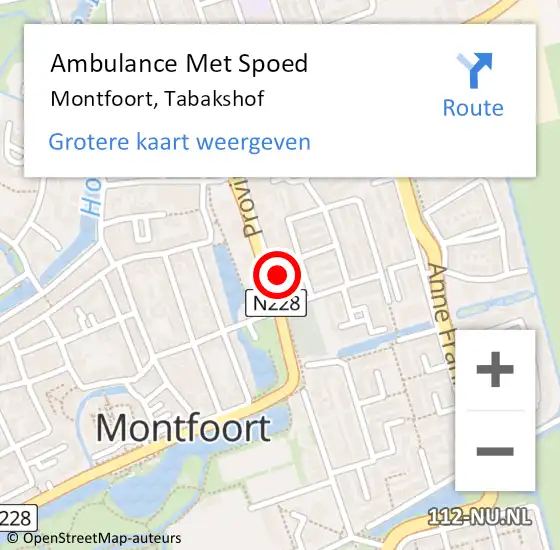 Locatie op kaart van de 112 melding: Ambulance Met Spoed Naar Montfoort, Tabakshof op 30 oktober 2014 13:09