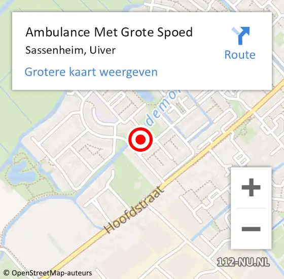 Locatie op kaart van de 112 melding: Ambulance Met Grote Spoed Naar Sassenheim, Uiver op 15 december 2024 13:57