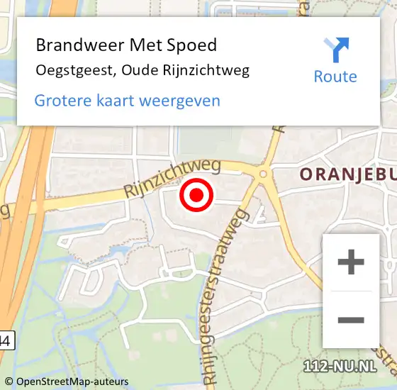 Locatie op kaart van de 112 melding: Brandweer Met Spoed Naar Oegstgeest, Oude Rijnzichtweg op 15 december 2024 14:10