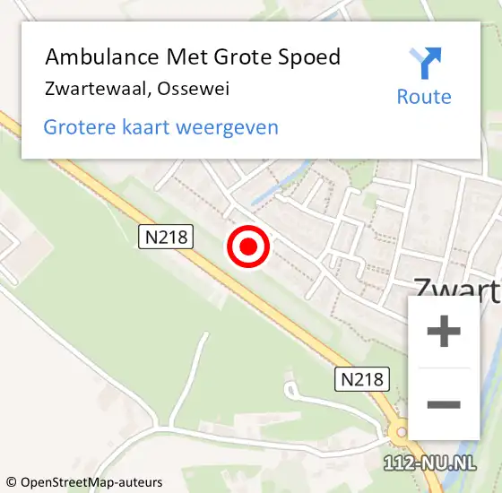 Locatie op kaart van de 112 melding: Ambulance Met Grote Spoed Naar Zwartewaal, Ossewei op 15 december 2024 14:16