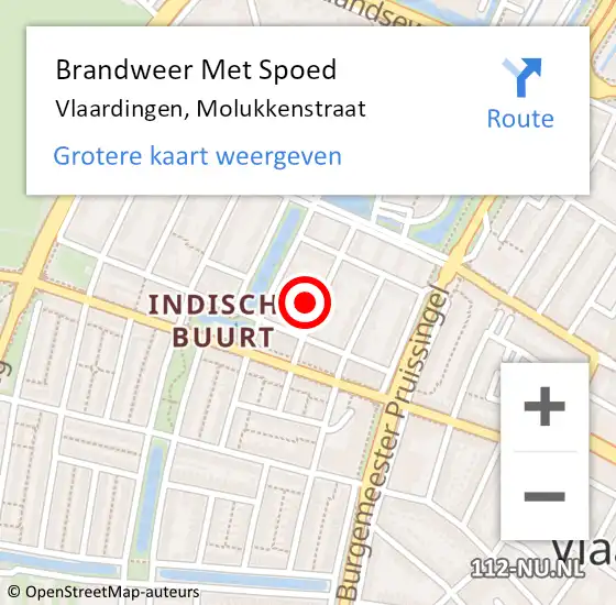 Locatie op kaart van de 112 melding: Brandweer Met Spoed Naar Vlaardingen, Molukkenstraat op 15 december 2024 14:29