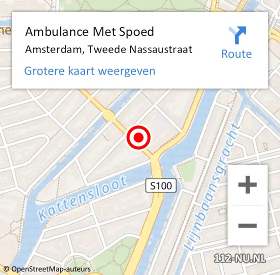 Locatie op kaart van de 112 melding: Ambulance Met Spoed Naar Amsterdam, Tweede Nassaustraat op 15 december 2024 14:37