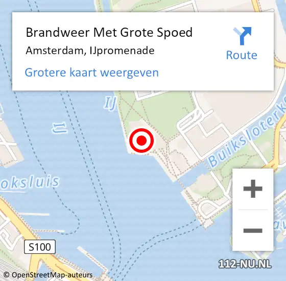 Locatie op kaart van de 112 melding: Brandweer Met Grote Spoed Naar Amsterdam, IJpromenade op 15 december 2024 14:55