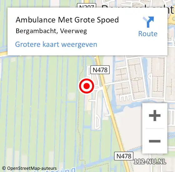 Locatie op kaart van de 112 melding: Ambulance Met Grote Spoed Naar Bergambacht, Veerweg op 15 december 2024 14:55