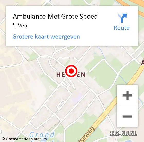 Locatie op kaart van de 112 melding: Ambulance Met Grote Spoed Naar 't Ven op 30 oktober 2014 13:20