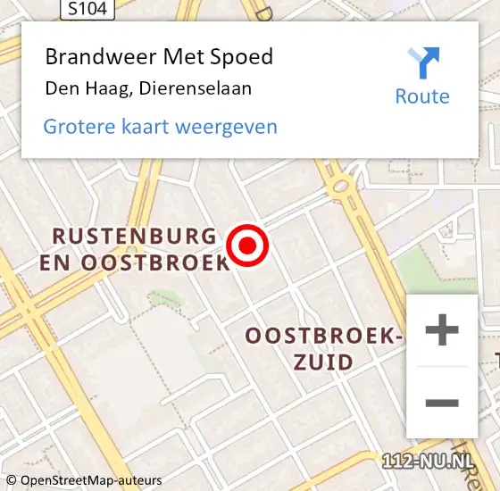 Locatie op kaart van de 112 melding: Brandweer Met Spoed Naar Den Haag, Dierenselaan op 15 december 2024 15:34