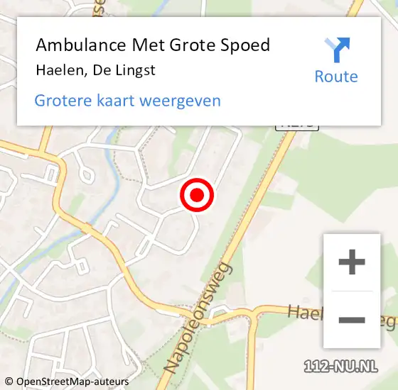 Locatie op kaart van de 112 melding: Ambulance Met Grote Spoed Naar Haelen, De Lingst op 15 december 2024 15:46