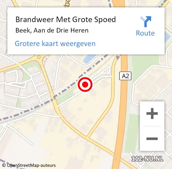 Locatie op kaart van de 112 melding: Brandweer Met Grote Spoed Naar Beek, Aan de Drie Heren op 15 december 2024 15:50