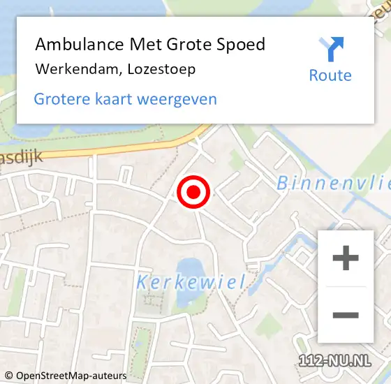 Locatie op kaart van de 112 melding: Ambulance Met Grote Spoed Naar Werkendam, Lozestoep op 15 december 2024 16:00