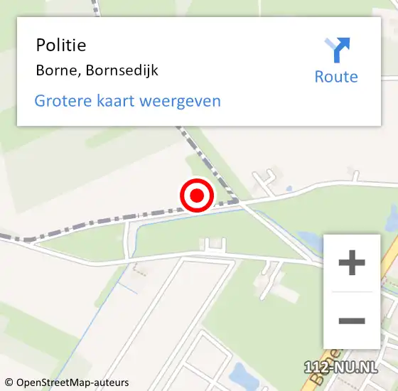 Locatie op kaart van de 112 melding: Politie Borne, Bornsedijk op 15 december 2024 16:06