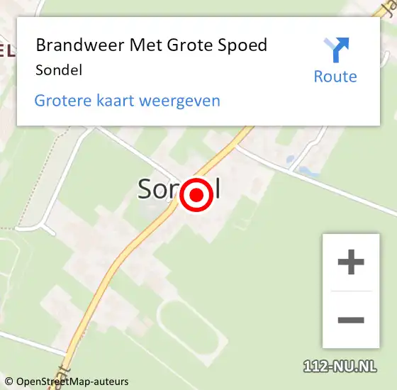 Locatie op kaart van de 112 melding: Brandweer Met Grote Spoed Naar Sondel op 15 december 2024 16:11