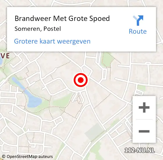 Locatie op kaart van de 112 melding: Brandweer Met Grote Spoed Naar Someren, Postel op 15 december 2024 16:48