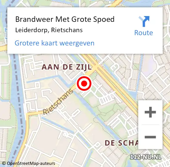 Locatie op kaart van de 112 melding: Brandweer Met Grote Spoed Naar Leiderdorp, Rietschans op 15 december 2024 16:53