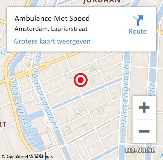Locatie op kaart van de 112 melding: Ambulance Met Spoed Naar Amsterdam, Laurierstraat op 15 december 2024 17:10
