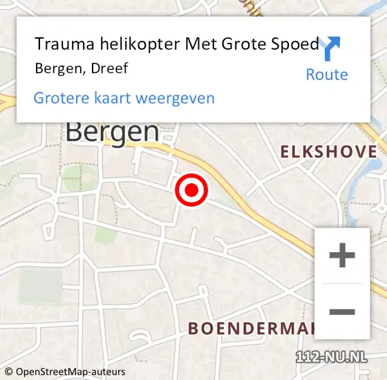 Locatie op kaart van de 112 melding: Trauma helikopter Met Grote Spoed Naar Bergen, Dreef op 15 december 2024 17:13