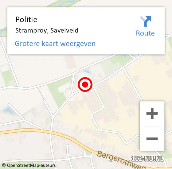 Locatie op kaart van de 112 melding: Politie Stramproy, Savelveld op 15 december 2024 17:24