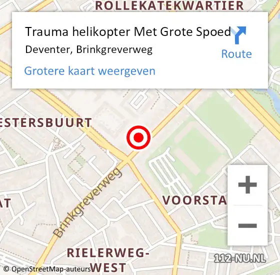 Locatie op kaart van de 112 melding: Trauma helikopter Met Grote Spoed Naar Deventer, Brinkgreverweg op 15 december 2024 17:48