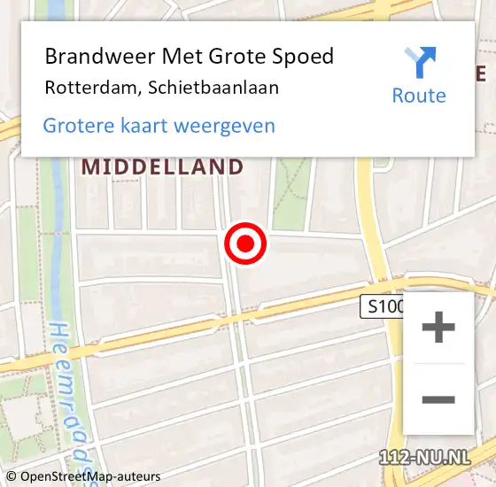 Locatie op kaart van de 112 melding: Brandweer Met Grote Spoed Naar Rotterdam, Schietbaanlaan op 15 december 2024 17:49