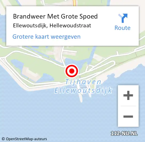 Locatie op kaart van de 112 melding: Brandweer Met Grote Spoed Naar Ellewoutsdijk, Hellewoudstraat op 15 december 2024 18:06