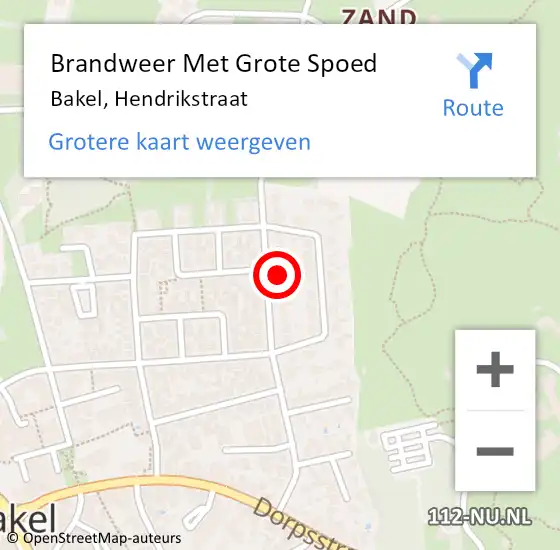 Locatie op kaart van de 112 melding: Brandweer Met Grote Spoed Naar Bakel, Hendrikstraat op 15 december 2024 18:09