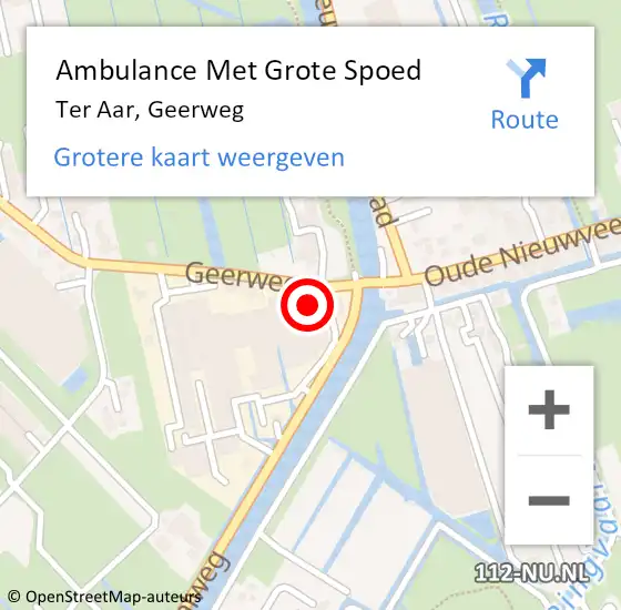 Locatie op kaart van de 112 melding: Ambulance Met Grote Spoed Naar Ter Aar, Geerweg op 30 oktober 2014 13:33