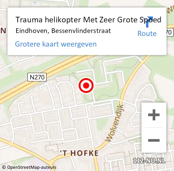 Locatie op kaart van de 112 melding: Trauma helikopter Met Zeer Grote Spoed Naar Eindhoven, Bessenvlinderstraat op 15 december 2024 18:21