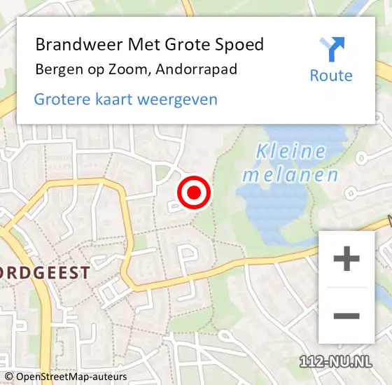 Locatie op kaart van de 112 melding: Brandweer Met Grote Spoed Naar Bergen op Zoom, Andorrapad op 15 december 2024 18:51